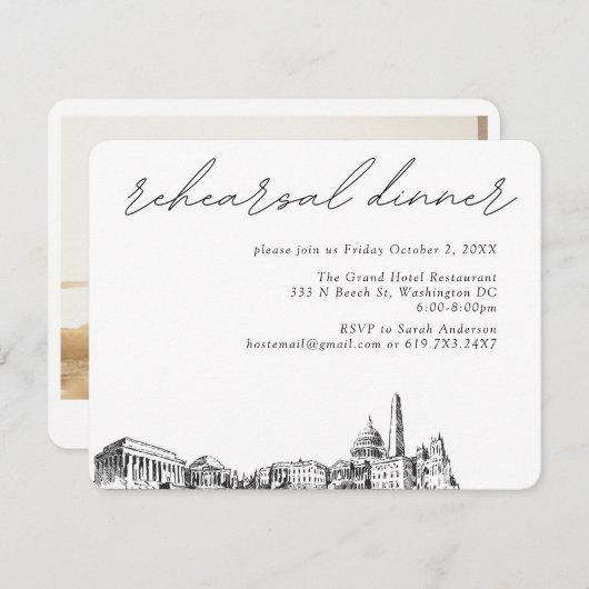ワシントン結婚DCのリハエレガントーサルディナー エンクロージャーカード (正面/裏面)