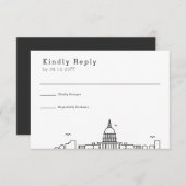 ワシントン結婚DC |スタイル化されたスカイラインRSVP 出欠カード (正面/裏面)