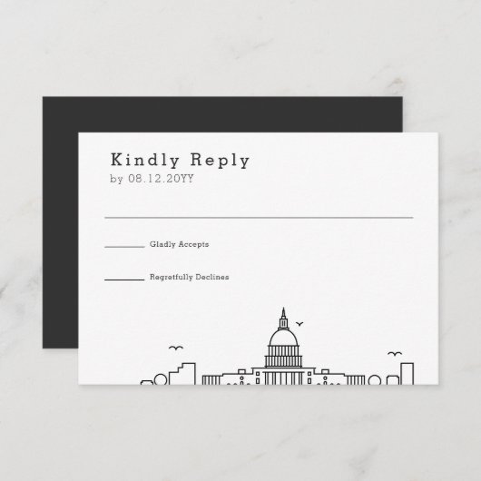 ワシントン結婚DC |スタイル化されたスカイラインRSVP 出欠カード (正面/裏面)