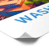 ワシントン統一された州旅行プリント ポスター (角)