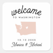 ワシントン行き先ウェディング任意の色 スクエアシール (正面)