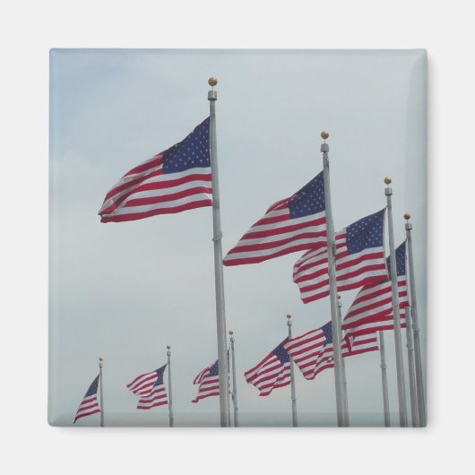 ワシントン記念塔のアメリカ国旗 マグネット (正面)