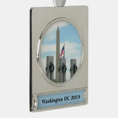 ワシントン記念碑とワシントンDCメモリアル シルバープレートバナーオーナメント (右)