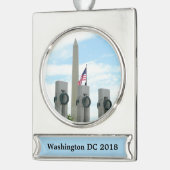 ワシントン記念碑とワシントンDCメモリアル シルバープレートバナーオーナメント (左)