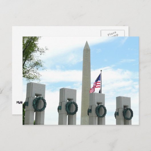 ワシントン記念碑とワシントンDCメモリアル ポストカード (正面/裏面)