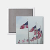 ワシントン記念碑のアメリカ国旗 マグネット (正面/裏面)