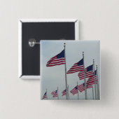 ワシントン記念碑のアメリカ国旗 缶バッジ (正面&裏面)