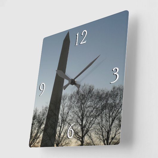 ワシントン記念碑の冬IIの風景 スクエア壁時計 (傾斜)