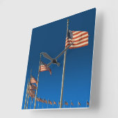 ワシントン記念碑の米国旗 スクエア壁時計 (傾斜)