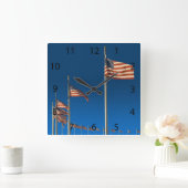 ワシントン記念碑の米国旗 スクエア壁時計 (ホーム)