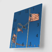 ワシントン記念碑の米国旗 スクエア壁時計 (傾斜)