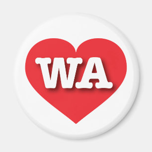 ワシントン赤いハート- I love WA マグネット