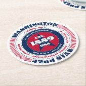 ワシントン赤白青タイポグラフィ ラウンドペーパーコースター (アングル)