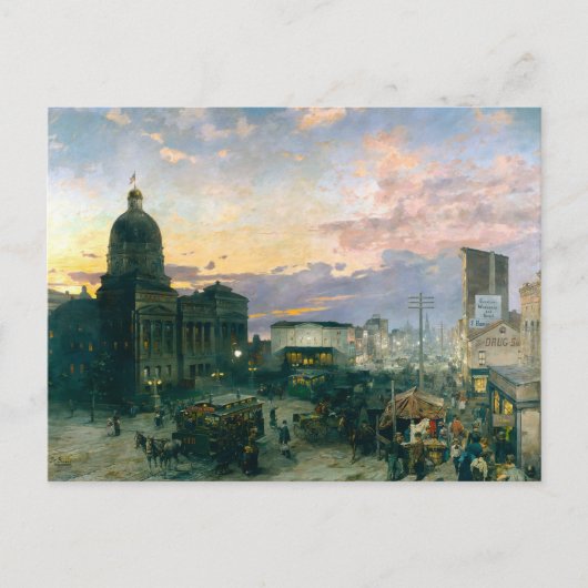 ワシントン通りインディアナポリス絵を描インディアナ ポストカード (正面)