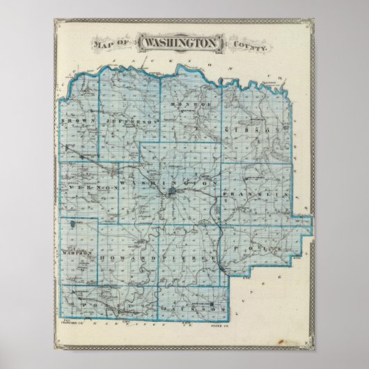 ワシントン郡の地図 ポスター (正面)