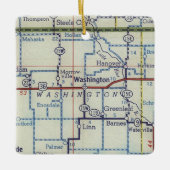 ワシントン・カンザスヴィンテージの地図 セラミックオーナメント (正面)