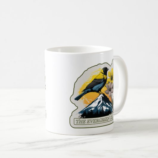 ワシントン – ザエバーグリーン州 コーヒーマグカップ (正面右)