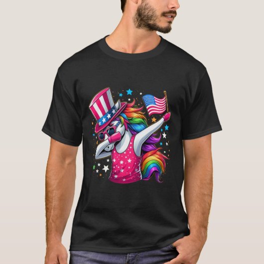 ワシントン+シャーク+アメリカ国旗+ユーモア+7月4日 Tシャツ (正面)