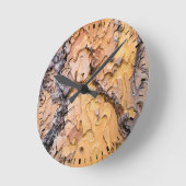 ワシントン·ポンデロサ·パイン·バーク ラウンド壁時計 (傾斜)