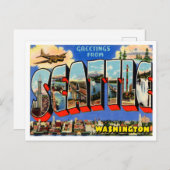 ワシントン・ヴィンテージ・トラベルのシアトルからの挨拶 ポストカード (正面/裏面)