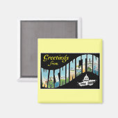 ワシントンD.C.からの挨拶！ヴィンテージポストカード マグネット (正面/裏面)