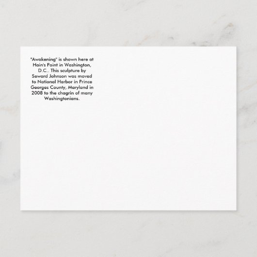 ワシントンD.C.で目覚める彫刻 案内ポストカード (裏面)