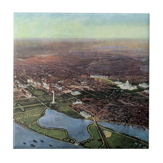 ワシントンD.C.とポトマック川の古地図 タイル (正面)