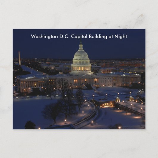 ワシントンD.C.のキャピタル・ビル(冬の夜) ポストカード (正面)