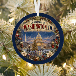 ワシントンD.C.のクリスマス ビンテージ トラベル キープ メタルオーナメント