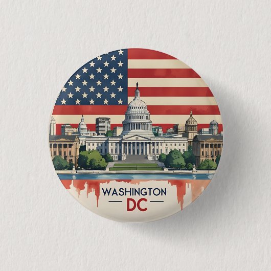ワシントンD.C.のスカイライン 缶バッジ (正面)