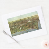 ワシントンD.C.のパノラマビューがあるアンティークマップ 長方形シール (封筒)