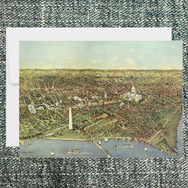 ワシントンD.C.のパノラマビューが描かれたアンティーク地図