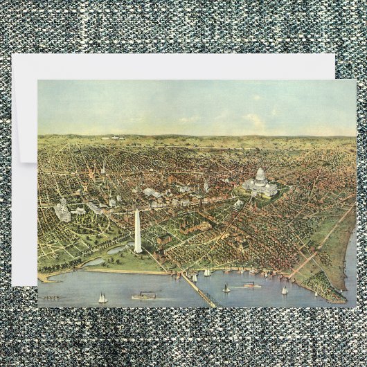 ワシントンD.C.のパノラマビューが描かれたアンティーク地図
