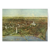 ワシントンD.C.のパノラマビューが描かれたアンティーク地図 (正面横)