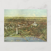 ワシントンD.C.のパノラマビューアンティーク地図 ポストカード (正面)
