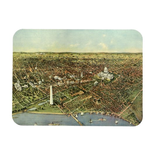 ワシントンD.C.のパノラマビューアンティーク地図 マグネット (横)