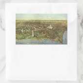 ワシントンD.C.のパノラマビュー アンティーク地図 長方形シール (バッグ)