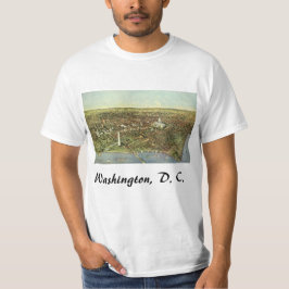 ワシントンD.C.のパノラマビュー アンティーク地図 Tシャツ