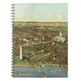 ワシントンD.C.のパノラマ図の古地図 ノートブック
