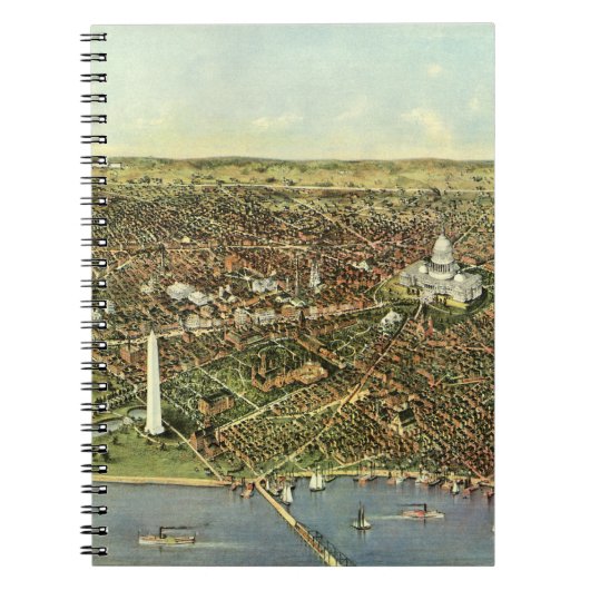 ワシントンD.C.のパノラマ図の古地図 ノートブック (正面)