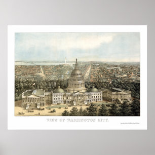 ワシントンD.C.のパノラマ式の地図- 1857年 ポスター