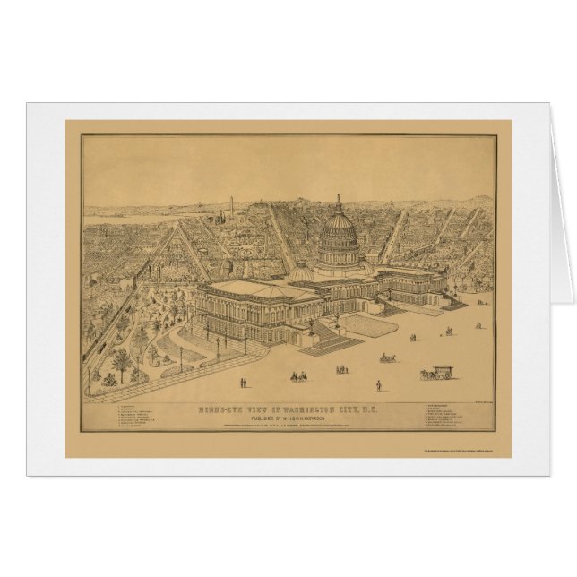 ワシントンD.C.のパノラマ式の地図- 1872年 (正面横)