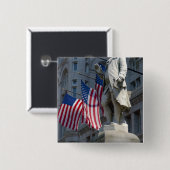 ワシントンD.C.、のベンジャミン・フランクリンの彫像 缶バッジ (正面&裏面)