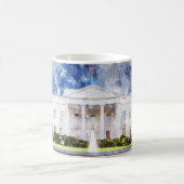 ワシントンD.C.のホワイトハウス 水彩画 コーヒーマグカップ (中央)
