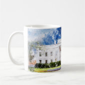 ワシントンD.C.のホワイトハウス 水彩画 コーヒーマグカップ (左)