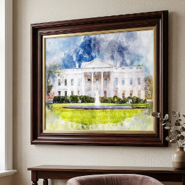 ワシントンD.C.のホワイトハウス 水彩画 フォトプリント