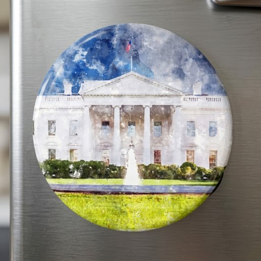 ワシントンD.C.のホワイトハウス 水彩画 マグネット