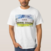 ワシントンD.C.のホワイトハウス 水彩画 Tシャツ (正面)