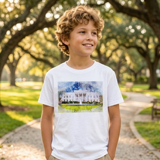 ワシントンD.C.のホワイトハウス 水彩画 Tシャツ