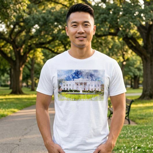 ワシントンD.C.のホワイトハウス 水彩画 Tシャツ